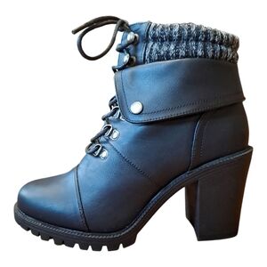 Torrid Black Hiker Boot Lug Sole Sweater Trim Size 11WW